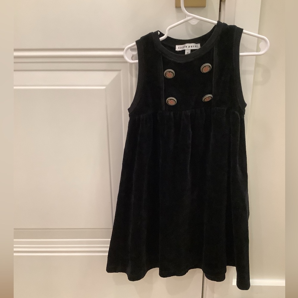 Little Parni Black Velour Dress Size 5